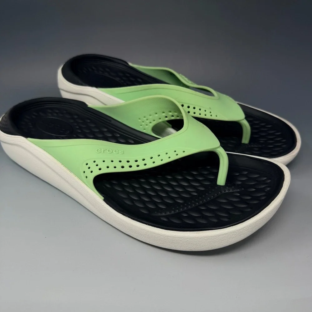 Crocs LiteRide Flip Flops Mens 10 Womens 12 Lime Green 205182 Sandals